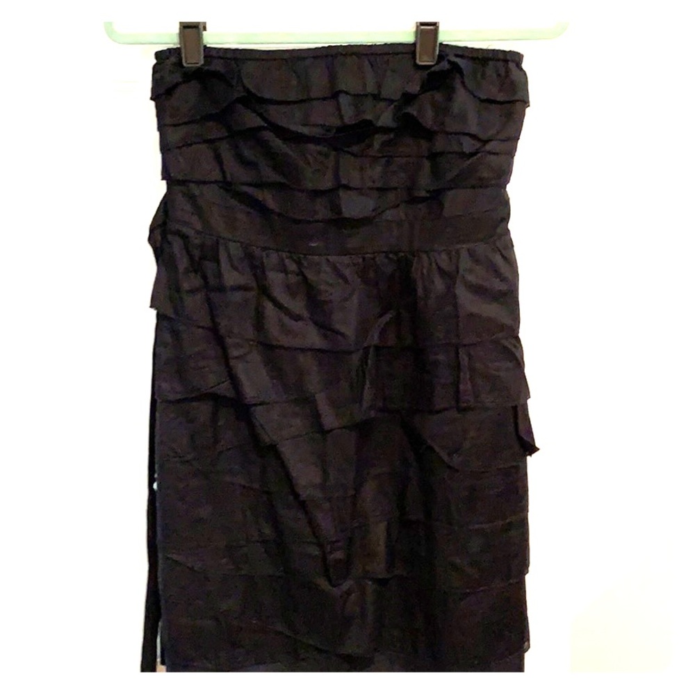 Black halter ruffle dress